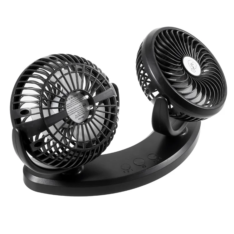 F300 Car Mount Dual Head Fan 360 Degree Rotation 3-Speed Aromatherapy USB Powered Cooling Fan