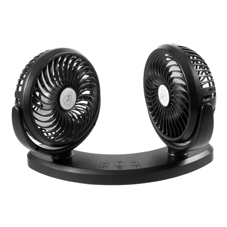 F300 Car Mount Dual Head Fan 360 Degree Rotation 3-Speed Aromatherapy USB Powered Cooling Fan