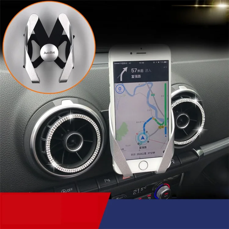 M Shape Car Air Vent Phone Holder Mount for Audi A3/S3(2013-2018) - Silver / Black