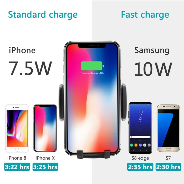 Car Air Vent Mount Fast Wireless Charger Qi Wireless Charging Stand for iPhone X/8/8 Plus