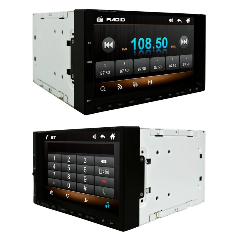 2-DIN 7-Zoll Touchscreen Bluetooth-fähiger Auto-MP5-Player, unterstützt Rückfahrkamera / UKW-Radio