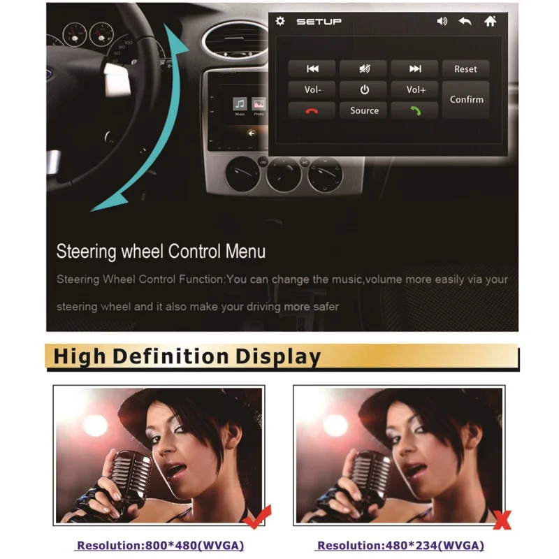 2-DIN 7-Zoll Touchscreen Bluetooth-fähiger Auto-MP5-Player, unterstützt Rückfahrkamera / UKW-Radio
