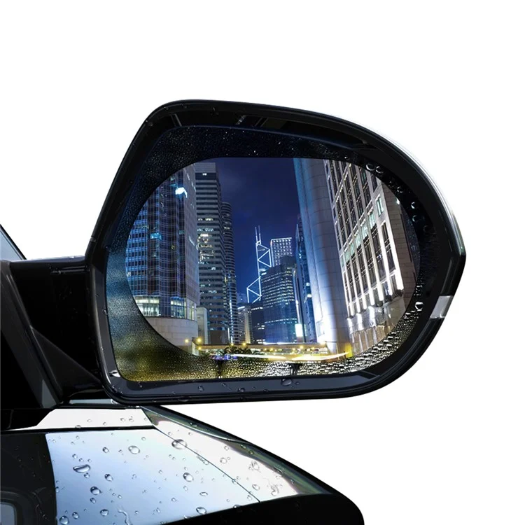 2Pcs/Pack BASEUS Oval Shape Car Rearview Mirror Film Anti-Fog Rainproof Anti-Glare Film - Transparent/Size: 135x95mm