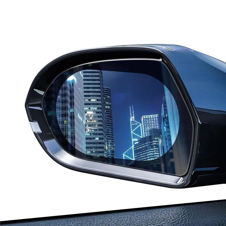 2Pcs/Pack BASEUS Oval Shape Car Rearview Mirror Film Anti-Fog Rainproof Anti-Glare Film - Transparent/Size: 135x95mm
