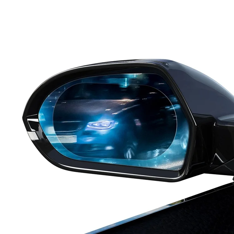 2Pcs/Pack BASEUS Oval Shape Car Rearview Mirror Film Anti-Fog Rainproof Anti-Glare Film - Transparent/Size: 135x95mm