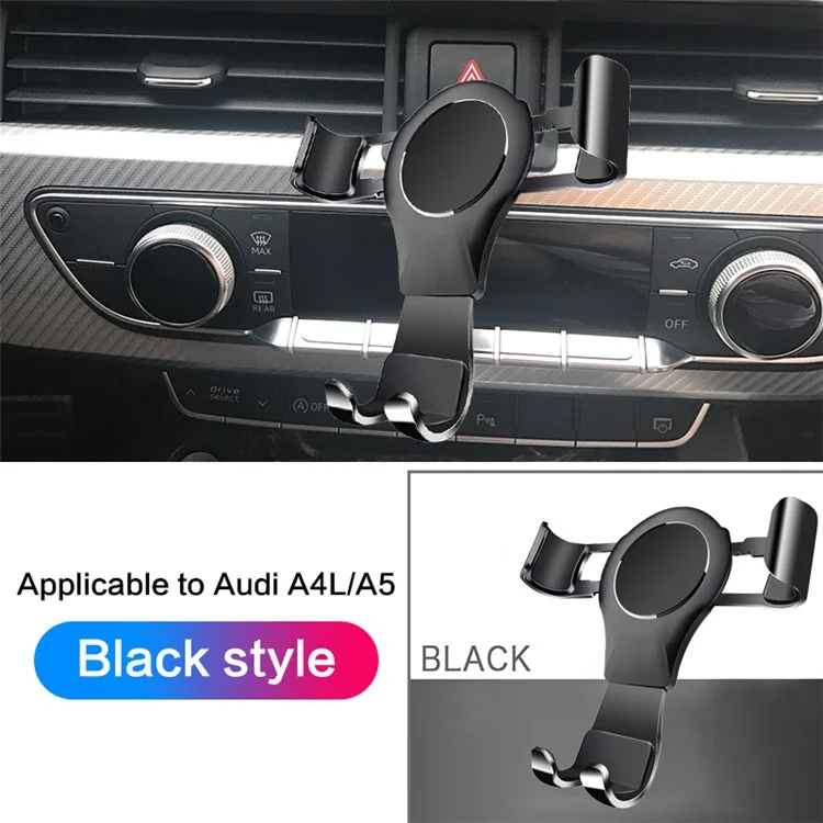 Mobile Support Mobile Phone Gravity Bracket Car Air Vent Mount for Audi A4L/A5 - Black