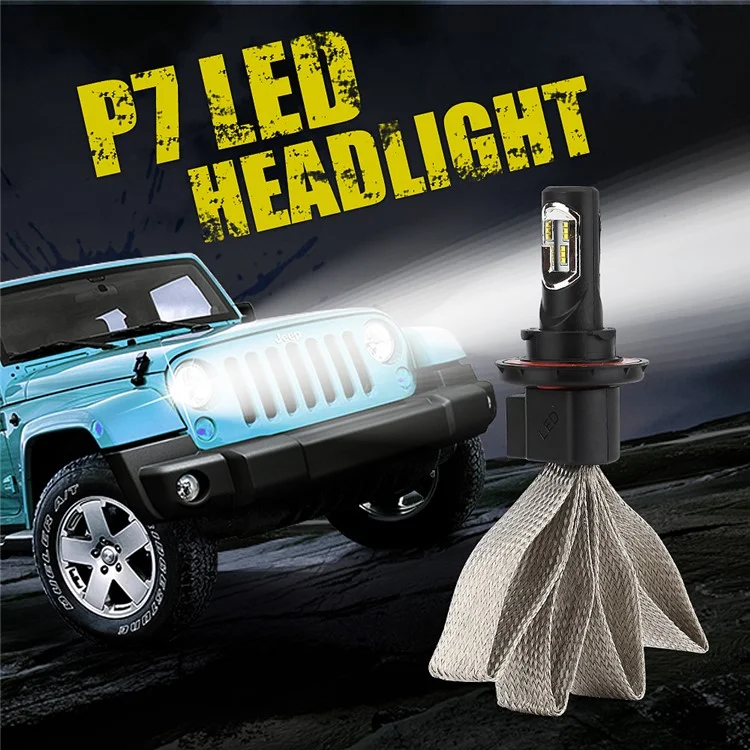One Pair H13 P7 30W 4800LM 6000K Philips LED Headlight with Cooling Copper Braid (H13-6000K-A)