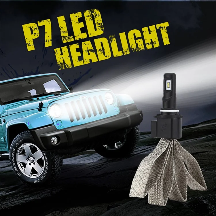 One Pair 9006 P7 30W 4800LM 6000K Philips LED Headlight with Cooling Copper Braid (9006-6000K-A)
