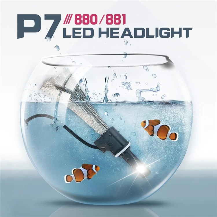 One Pair 881 P7 30W 4800LM 6000K Philips LED Headlight with Cooling Copper Braid (881-6000K-A)