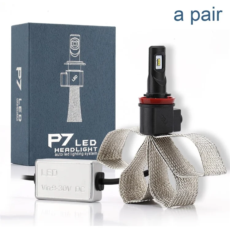 One Pair H11 P7 30W 4800LM 6000K Philips LED Headlight with Cooling Copper Braid (H11-6000K-A)
