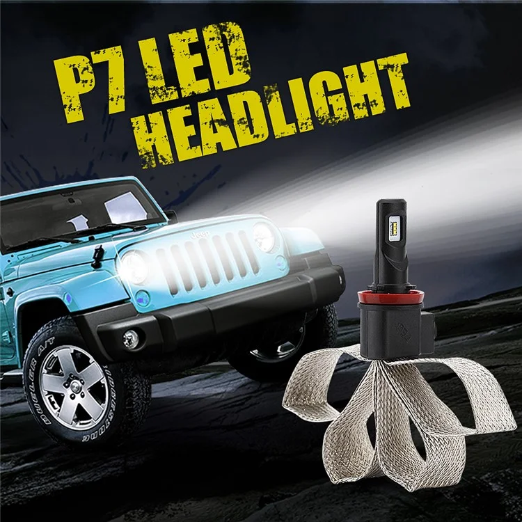 One Pair H11 P7 30W 4800LM 6000K Philips LED Headlight with Cooling Copper Braid (H11-6000K-A)