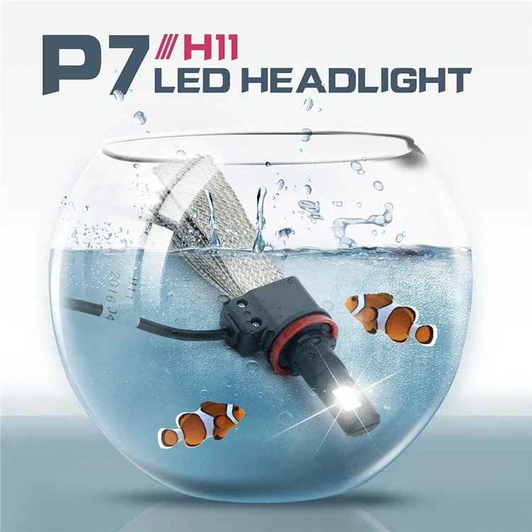 One Pair H11 P7 30W 4800LM 6000K Philips LED Headlight with Cooling Copper Braid (H11-6000K-A)