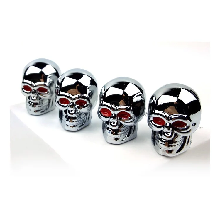 4PCS Cool Skull Pattern Tire Valve Stem Cap Cover for Car Motorcycle