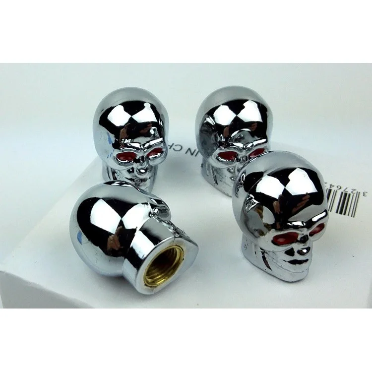 4PCS Cool Skull Pattern Tire Valve Stem Cap Cover for Car Motorcycle