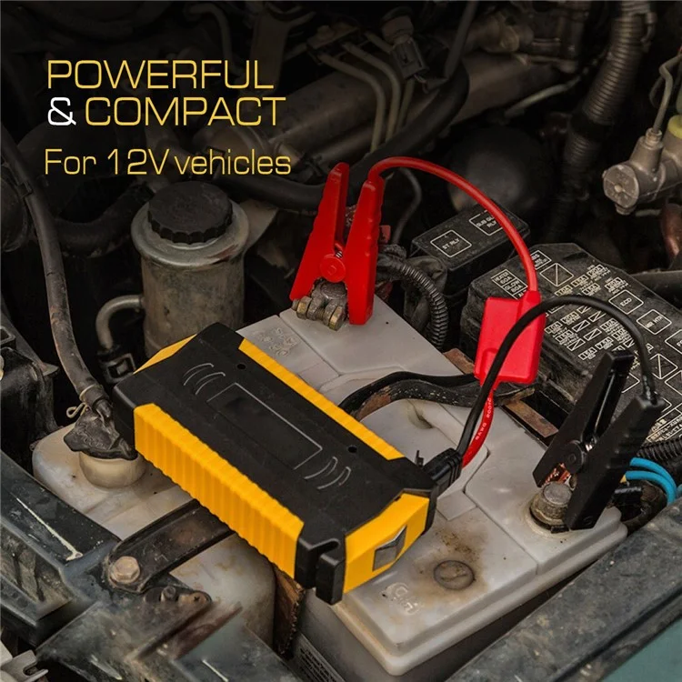 12V 18000mAh Emergency Car Jump Starter USB Phone Power Bank Charger with Flashlight, Campass, Safty Knife - US Plug