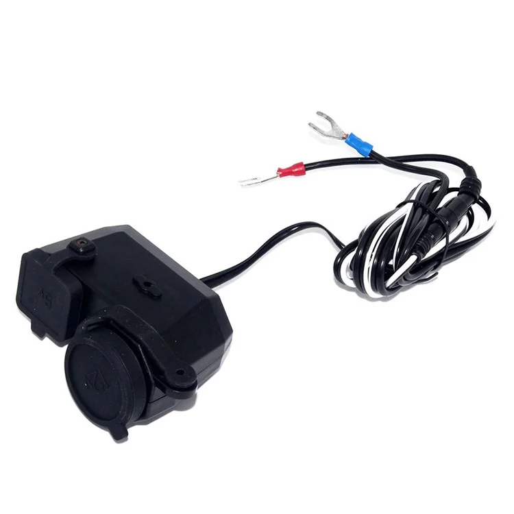 MC202 Waterproof Motorcycle 12V GPS Cigarette Lighter Dual USB Power Socket Charger