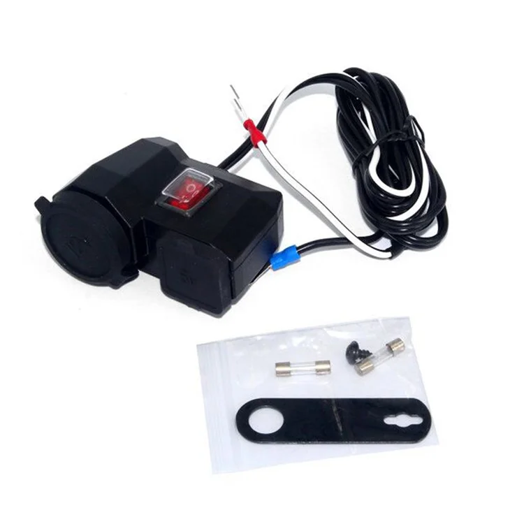 MC202 Waterproof Motorcycle 12V GPS Cigarette Lighter Dual USB Power Socket Charger