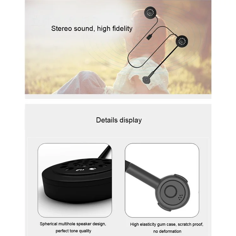 Wireless Bluetooth-compatible Headset Motorcycle Helmet Handsfree Music Calling Headphone