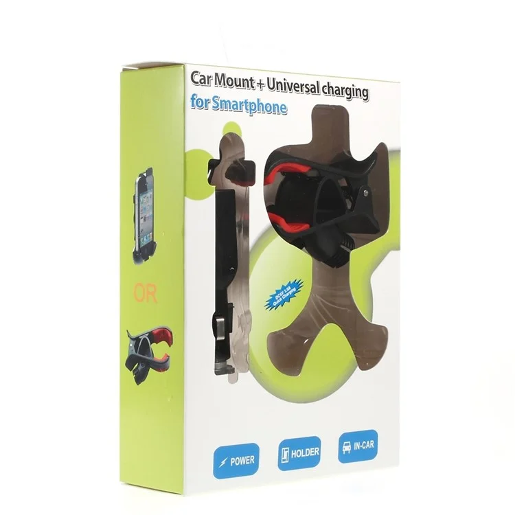 Universal Car Clamp Holder with Car Charger for Samsung HTC Huawei, Width: 35-95mm