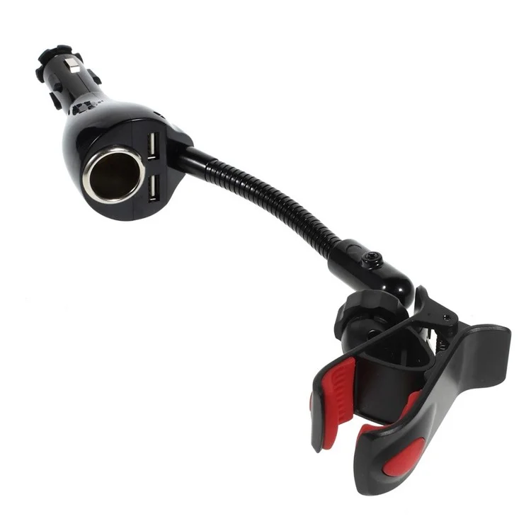 Car Cigarette Lighter Dual USB Charger Mount Holder for Smartphones, Max Clamp Opening: 10cm