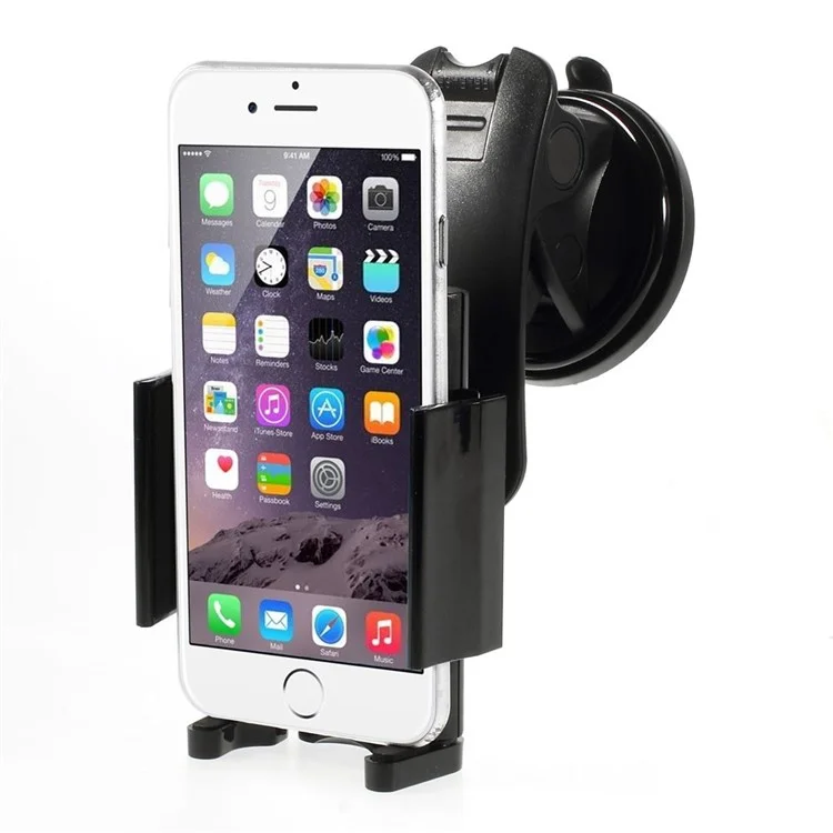 Suction Cup Car Mount Stand Holder w/ Swivel Ball-head for iPhone Samsung LG, Width: 55-90mm