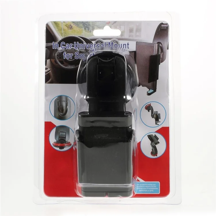 Suction Cup Car Mount Stand Holder w/ Swivel Ball-head for iPhone Samsung LG, Width: 55-90mm