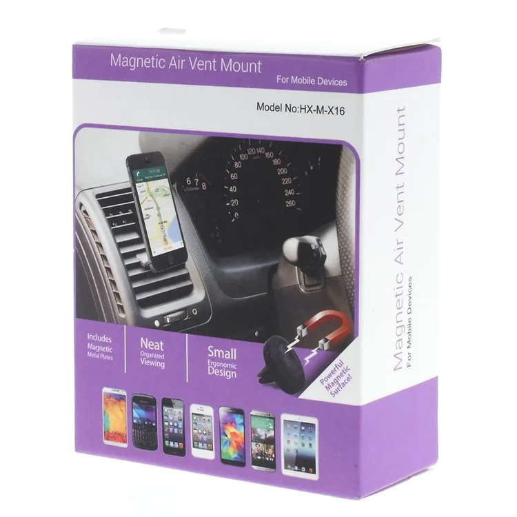 Magnetic Car Air Vent Mount Holder w/ Rotary Cradle for iPhone, Samsung, HTC, LG, Sony - Black