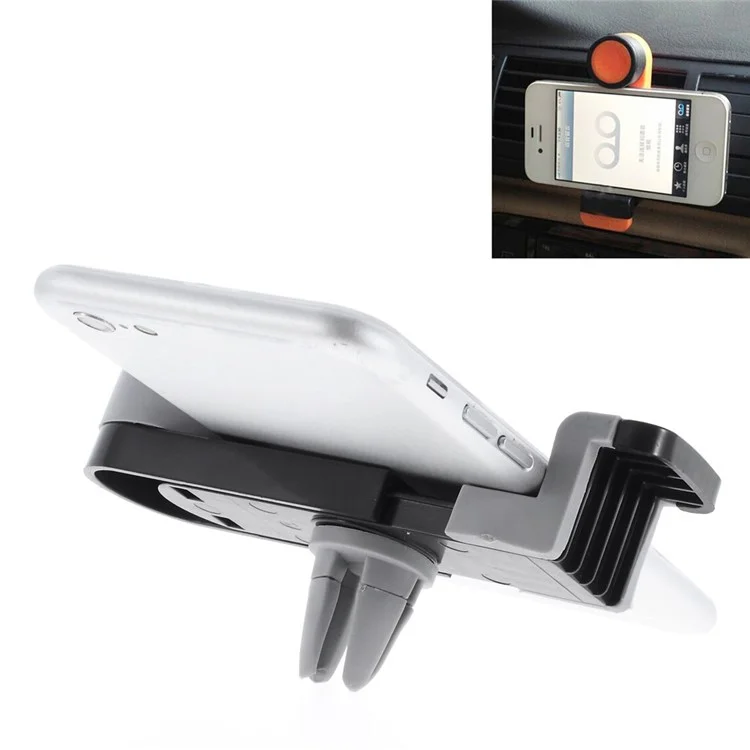 Car Air Vent Mount Holder w/ Rotary Cradle for iPhone, Samsung, HTC, LG, Sony, Width: 52-90mm - Black