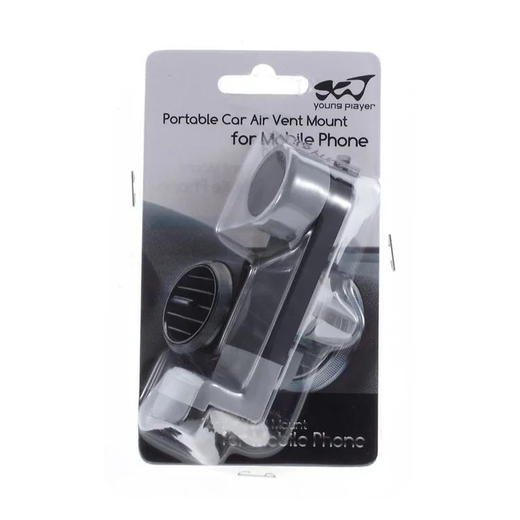 Car Air Vent Mount Holder w/ Rotary Cradle for iPhone, Samsung, HTC, LG, Sony, Width: 52-90mm - Black