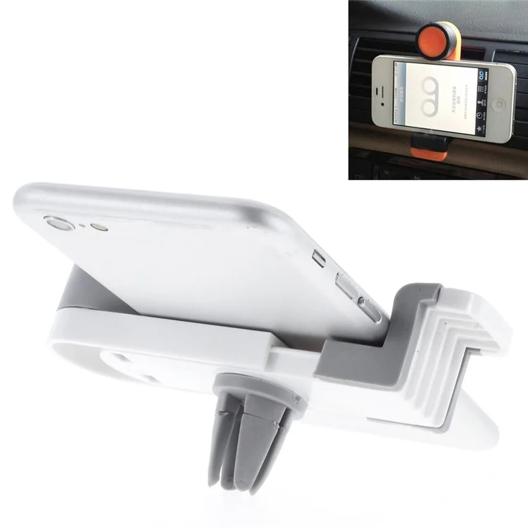 Car Air Vent Mount Holder w/ Rotary Cradle for iPhone, Samsung, HTC, LG, Sony, Width: 52-90mm - White