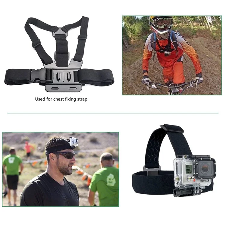 7-in-1 Mount Accessories Set with Headstrap, Chest Belt, Wrist Strap for GoPro Hero 4/3+/3 SJ4000 Xiaomi Yi
