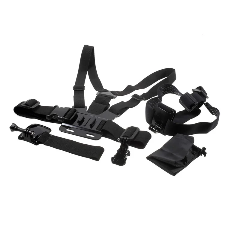 5 in 1 GoPro Accessories Kit with Chest Belt Headstrap Wristband Mount for GoPro Hero 4/3+/3/2/1 SJ4000 Xiaomi Yi