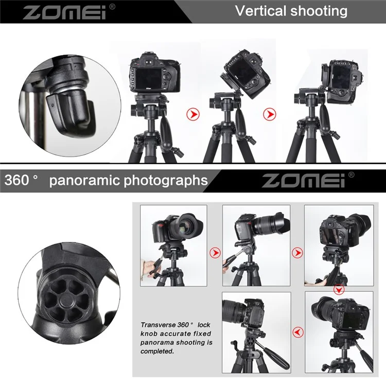 ZOMEI Q111 Professional Aluminium Tripod Stand for DSLR Camera - Blue