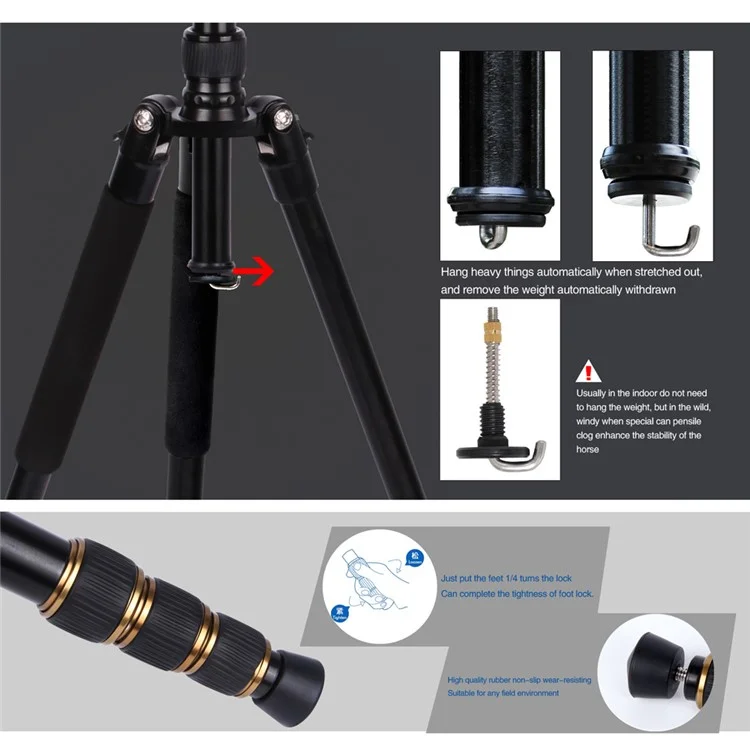 ZOMEI Z688 Magnesium Alloy Tripod with Ball Head for DSLR Cameras (Max Height 1.63m)
