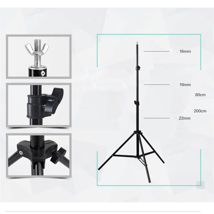 Fotografie 200x200cm PVC Hintergrund Hintergrund Support Stand System T-Frame Stand Kit - Schwarz