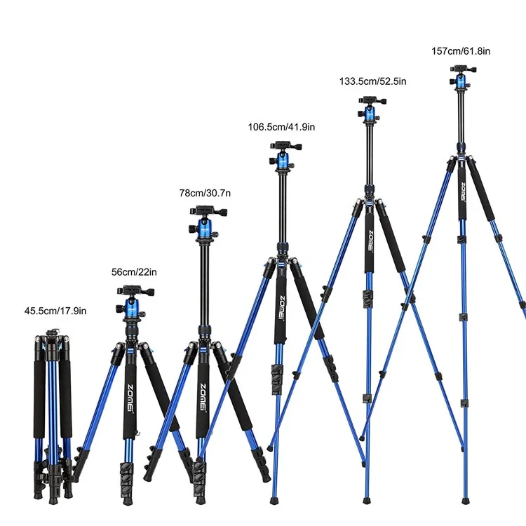 ZOMEi Q555 Lightweight Professional Alluminum Alloy Camera Tripod with 360 Ball - Blue