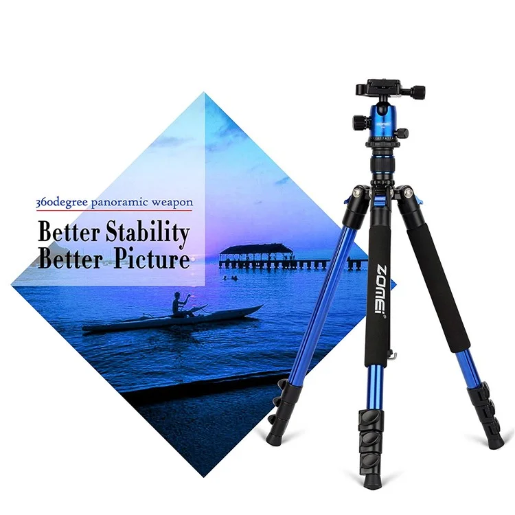 ZOMEi Q555 Lightweight Professional Alluminum Alloy Camera Tripod with 360 Ball - Blue