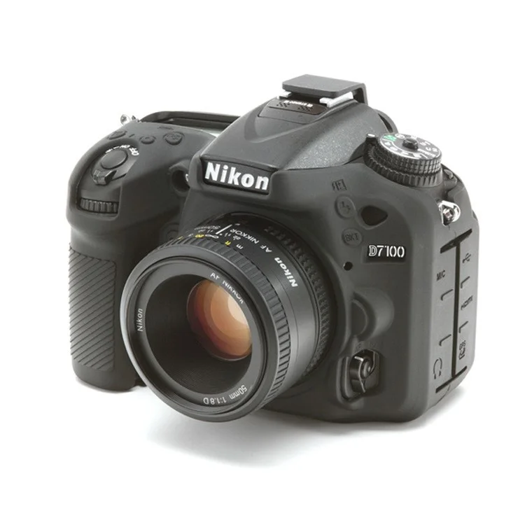 For Nikon D7100 / D7200 Silicone Protective Camera Body Case Cover - Black