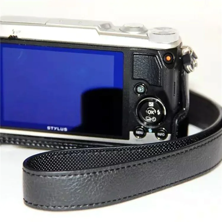 Protective Leather Camera Case with Shoulder Strap for Olympus SH-2/SH-1 - Black