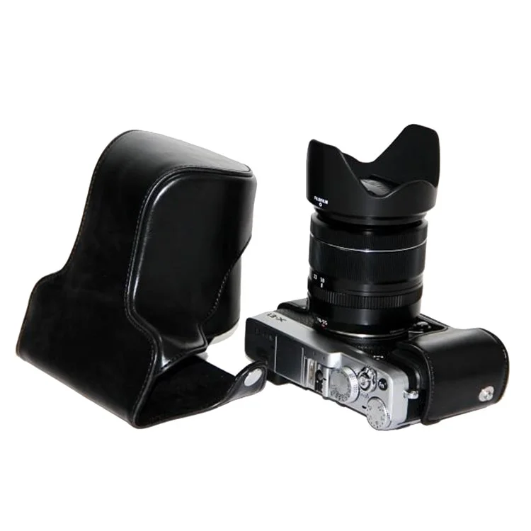 PU Leather Camera Protective Case with Shoulder Strap for Fujifilm X-E1/X-E2 - Black
