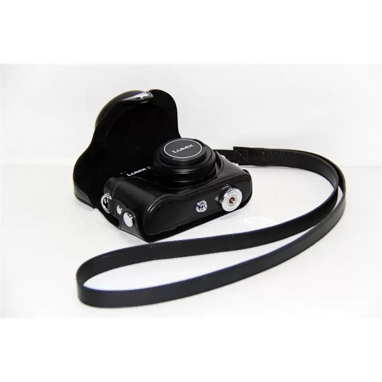 Protective Leather Camera Case with Shoulder Strap for Panasonic LX7 / LX5 / LX3 - Black