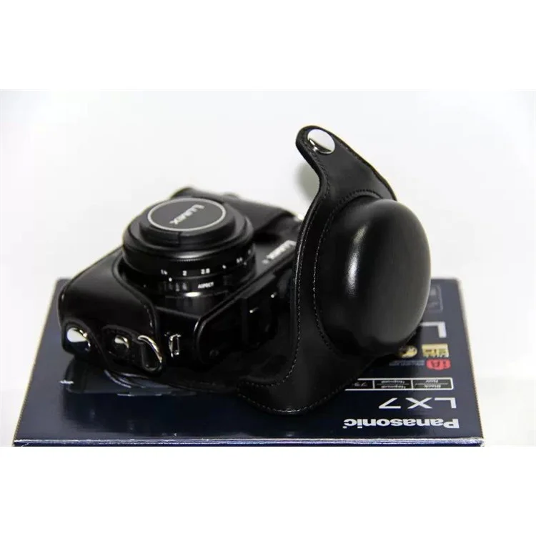 Protective Leather Camera Case with Shoulder Strap for Panasonic LX7 / LX5 / LX3 - Black