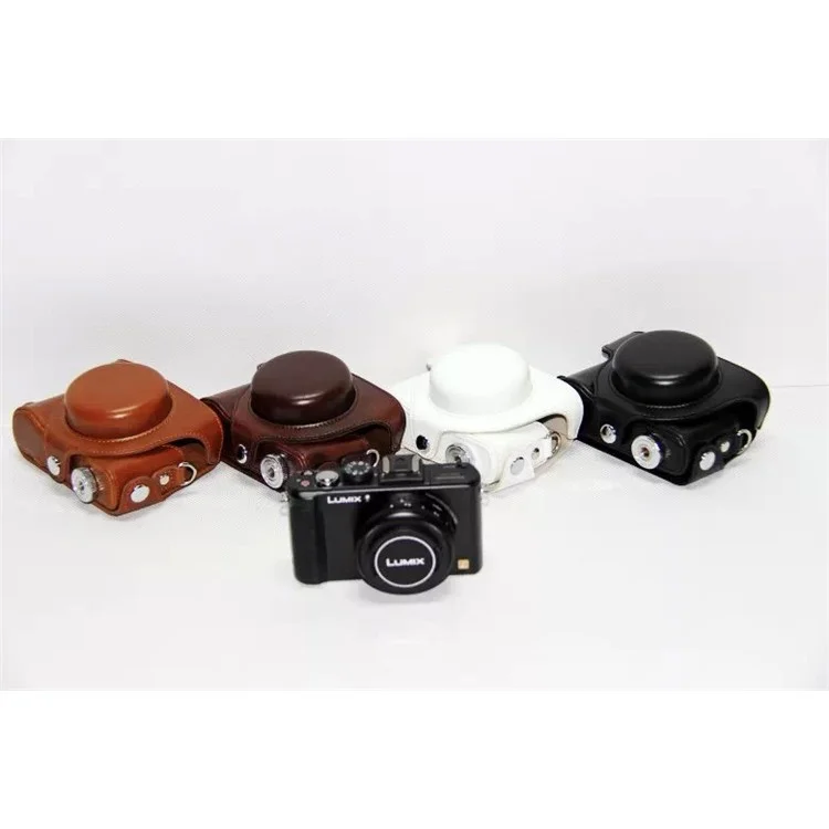 Protective Leather Camera Case with Shoulder Strap for Panasonic LX7 / LX5 / LX3 - Black