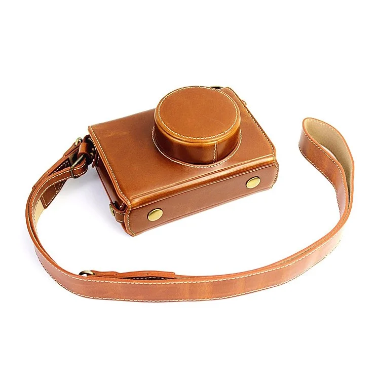 Leather Camera Protective Case Bag with Shoulder Strap for Fujifilm X100/X100S/X100M/X100T - Brown