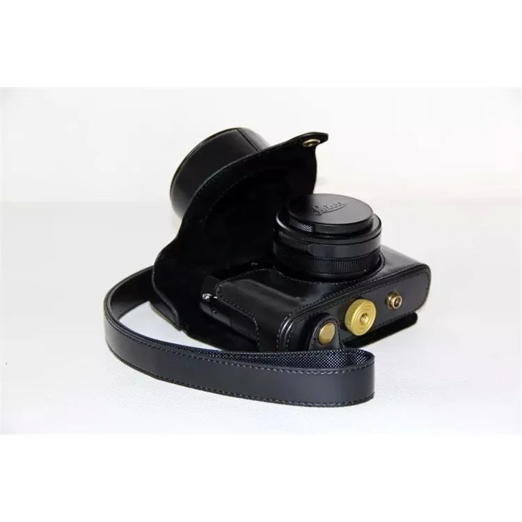 PU Leather Protective Camera Case + Strap for Leica D-LUX (Typ 109) Digital Camera - Black