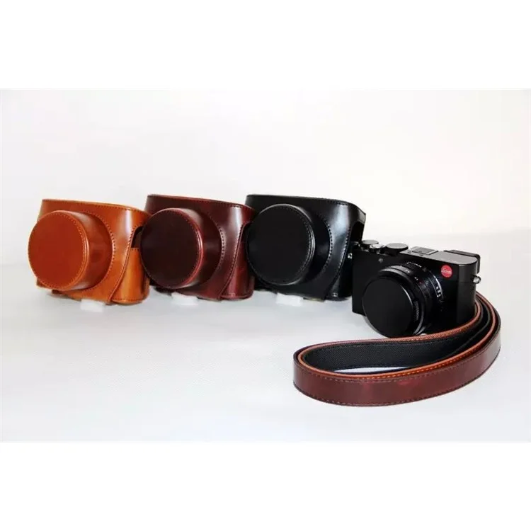 PU Leather Protective Camera Case + Strap for Leica D-LUX (Typ 109) Digital Camera - Black