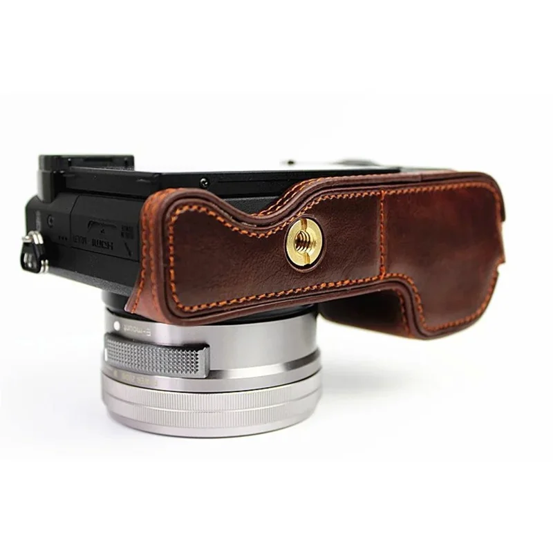 غطاء واقي جزئي من جلد البولي يوريثان للكاميرا لجهاز سوني A6000/A6300 - كحلي