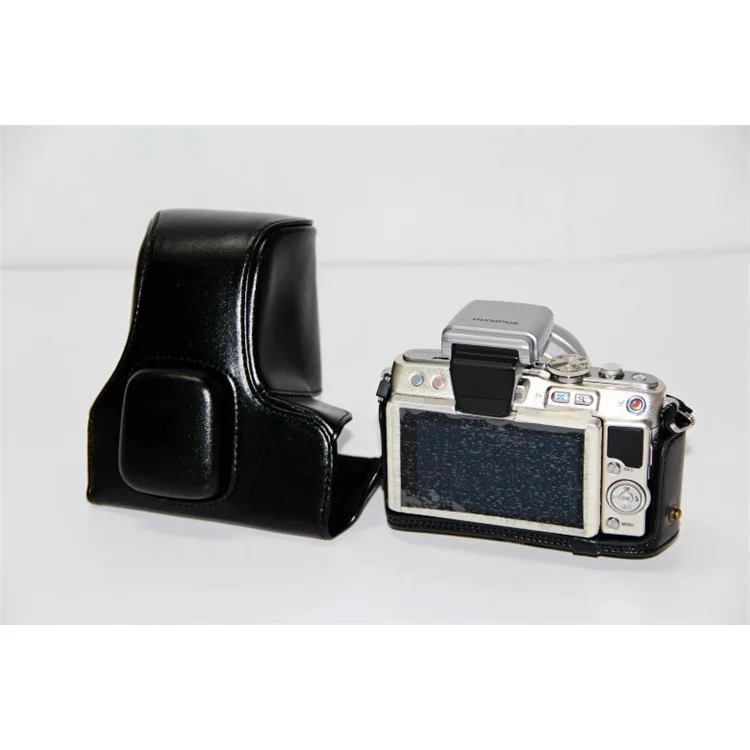 PU Leather Camera Protection Case + Strap for Olympus E-PL6/E-PL5/E-PM2 - Black