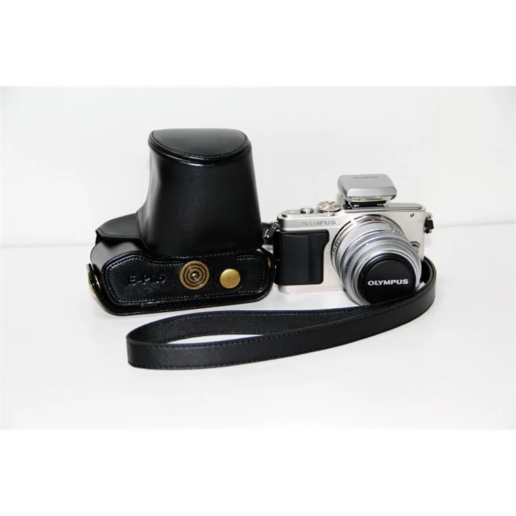 PU Leather Camera Protection Case + Strap for Olympus E-PL6/E-PL5/E-PM2 - Black