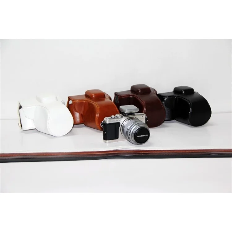 PU Leather Camera Protection Case + Strap for Olympus E-PL6/E-PL5/E-PM2 - Black